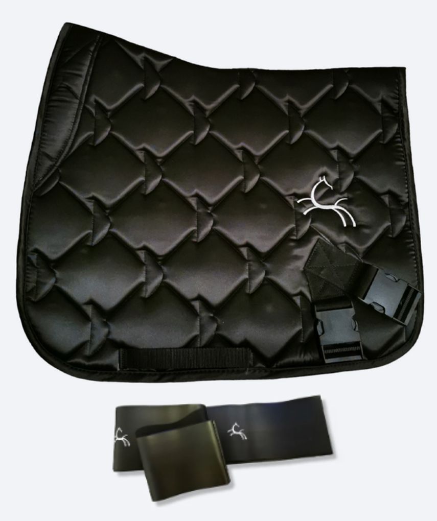 Black horse saddle pad with elastic training bands – CORE by D Complete Set